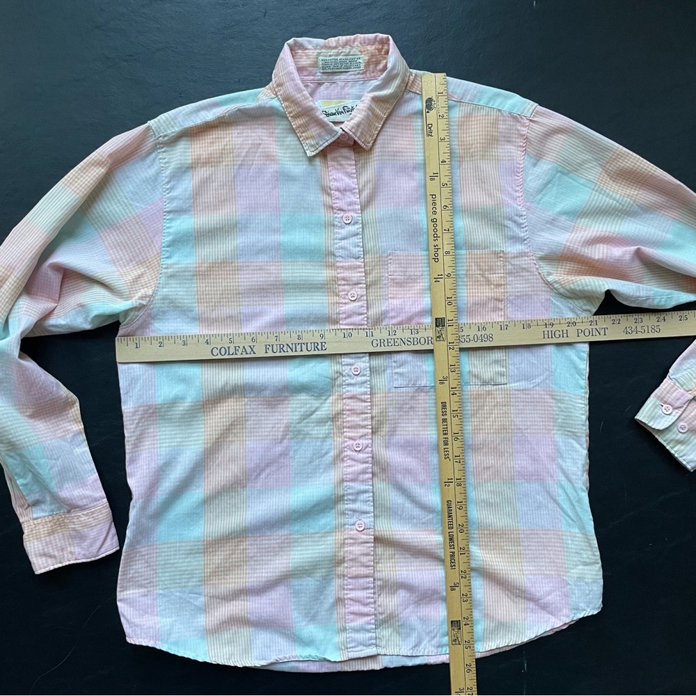 Diane Von Furstenberg Pastel Plaid Blouse, Vintage Preppy - Picture 7 of 8